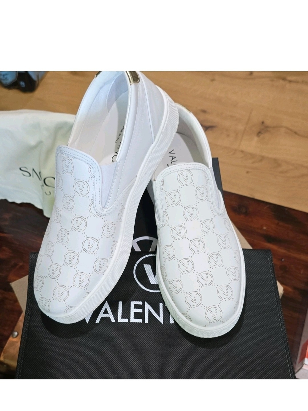 Valentino White Logo Slip-On Sneakers - Picture 5 of 7
